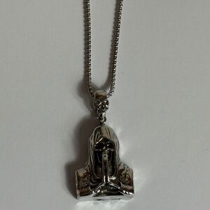 Grim Reaper Praying Hands Pendant Necklace 24" Hell Demon Skull Death God
